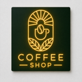 Enseigne plaque lumineuse retroeclairee Coffee Shop verte