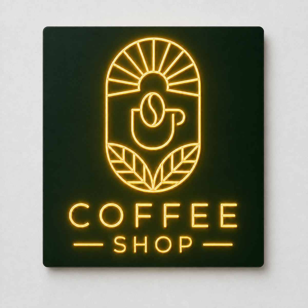 Enseigne plaque lumineuse retroeclairee Coffee Shop verte