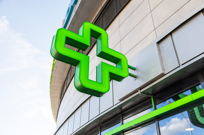 Croix de pharmacie lumineuse verte
