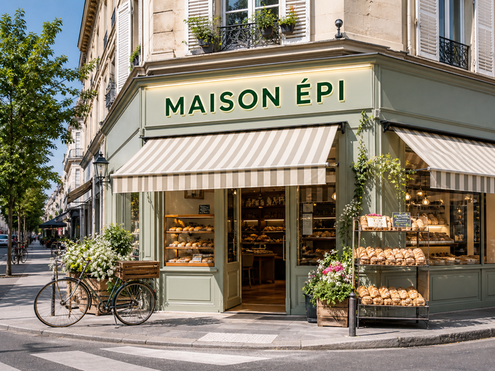 Enseigne en façade, côté rue