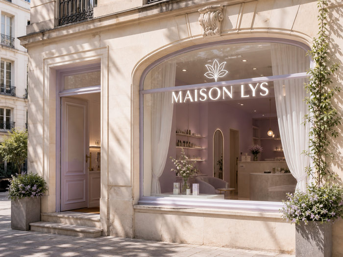 Enseigne en vitrine, côté rue