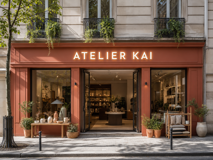 Enseigne en façade, côté rue