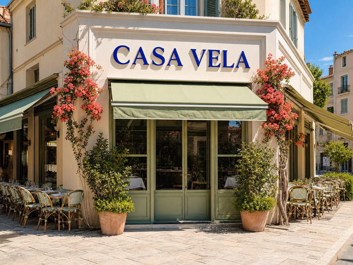 Enseigne en façade, côté rue