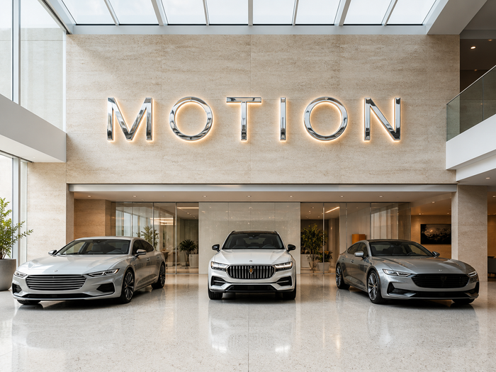 Lettres lumineuses au-dessus du showroom