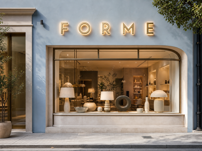 Lettres lumineuses au-dessus de la vitrine