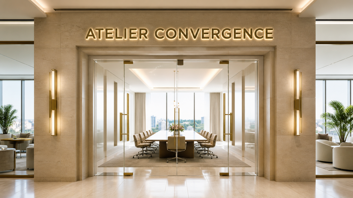 Lettres lumineuses au-dessus de l'entrée