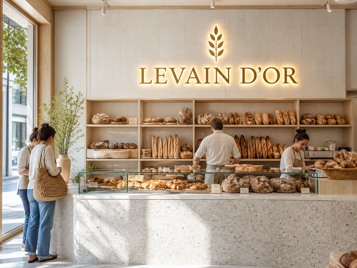 Logo lumineux au-dessus du comptoir