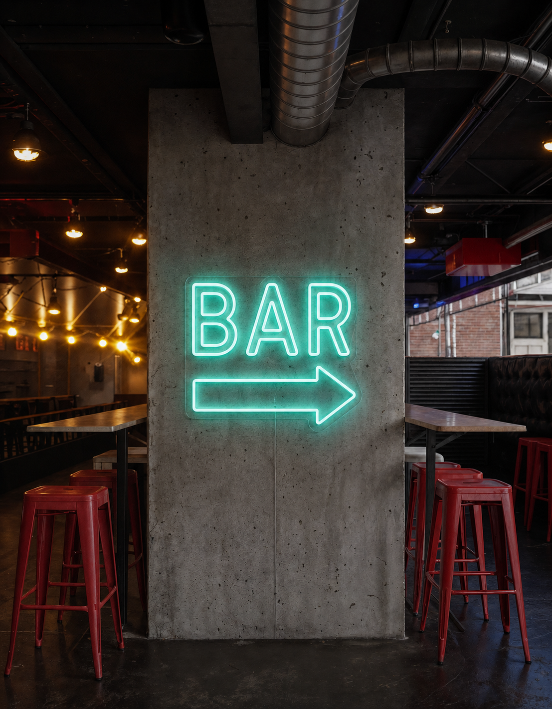 Néon Bar flèche allumé