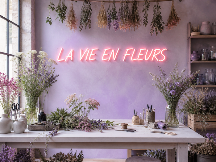 Phrase décorative sur le mur de l'atelier