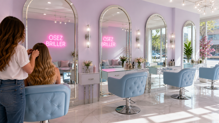 Phrase décorative face aux miroirs