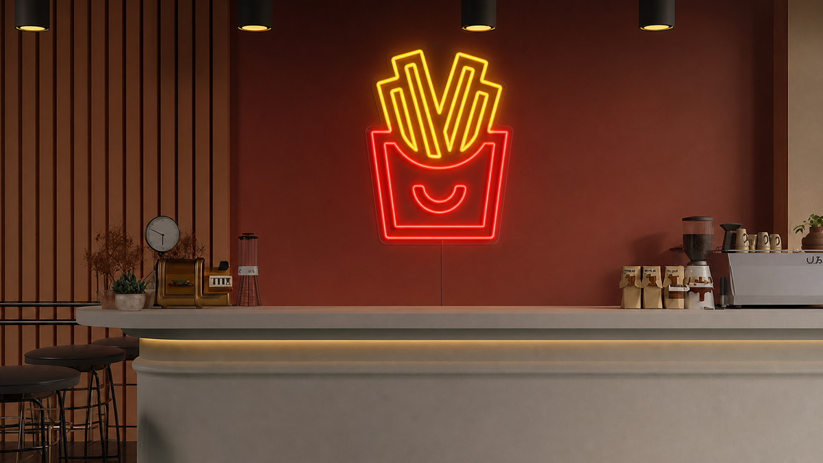 Néon Frites allumé