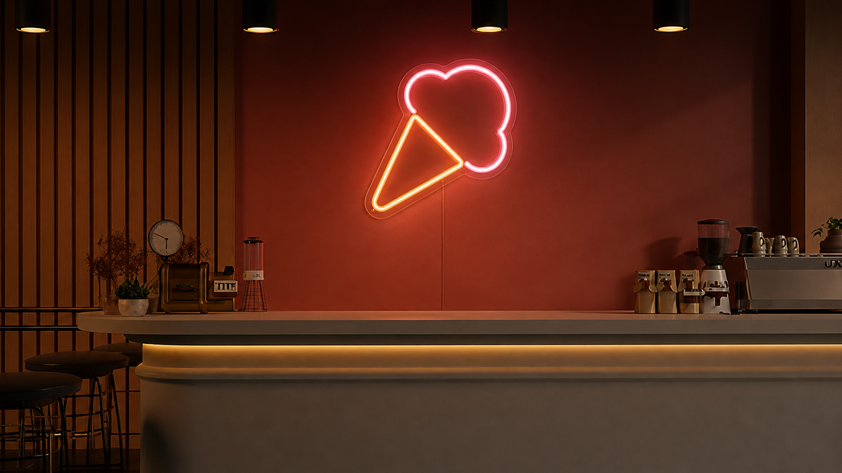 Néon Glace cornet allumé