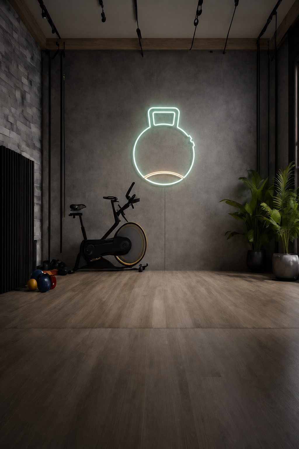 Néon LED Kettlebell allumé
