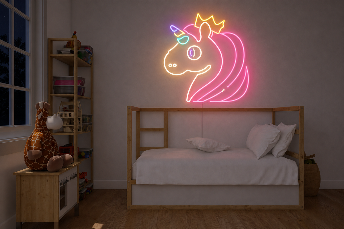 Néon Licorne princesse allumé