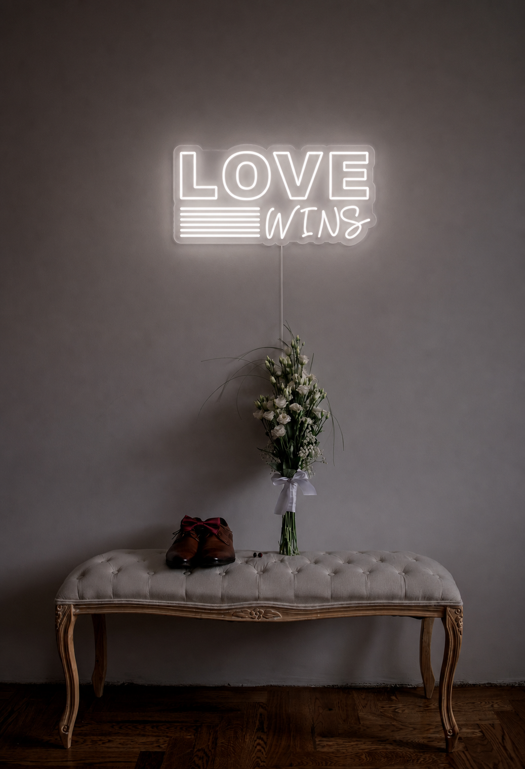 Néon Love Wins allumé