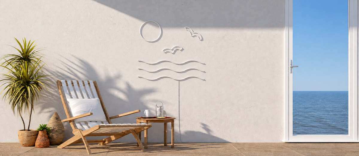 Néon LED Mer, Soleil & Oiseaux éteint