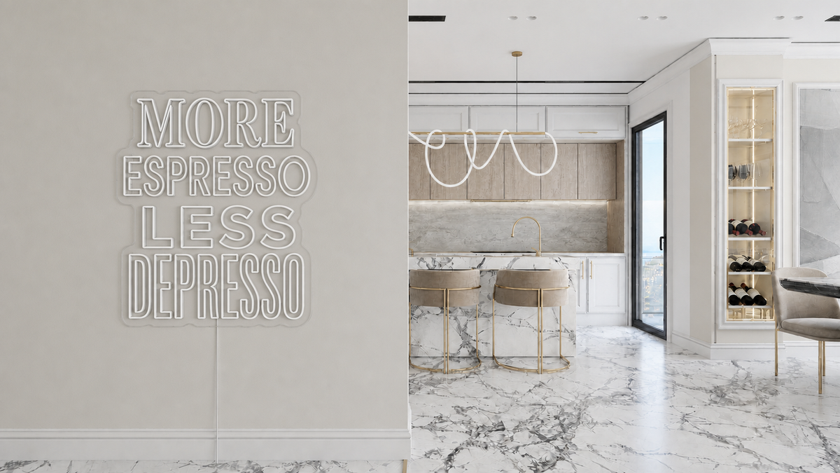 Néon LED More Espresso Less Depresso éteint