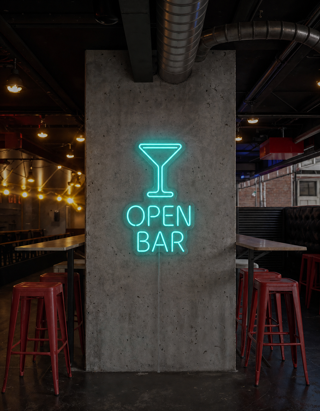 Néon Open Bar allumé