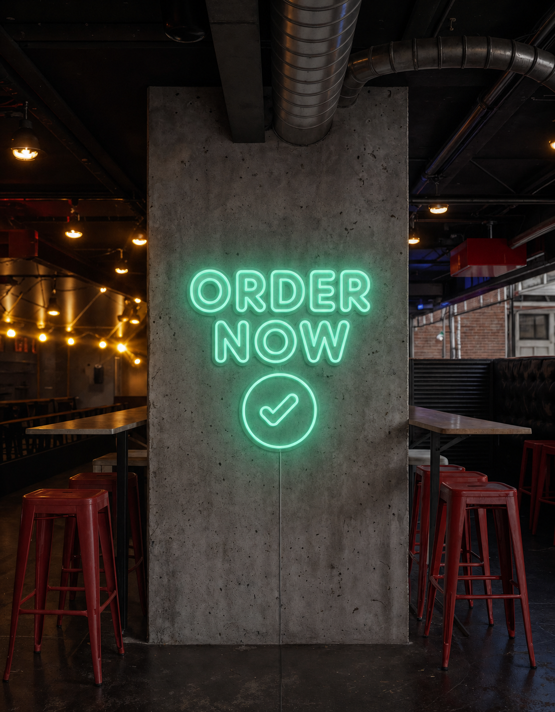 Néon Order Now allumé