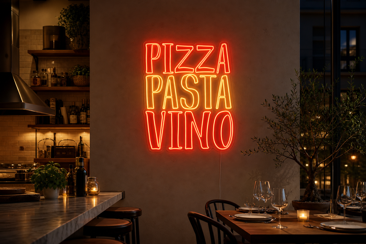 Néon LED Pizza Pasta Vino