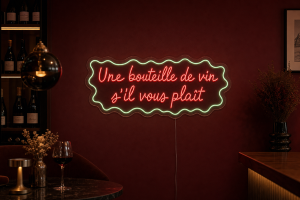 Néon LED Une bouteille de vin