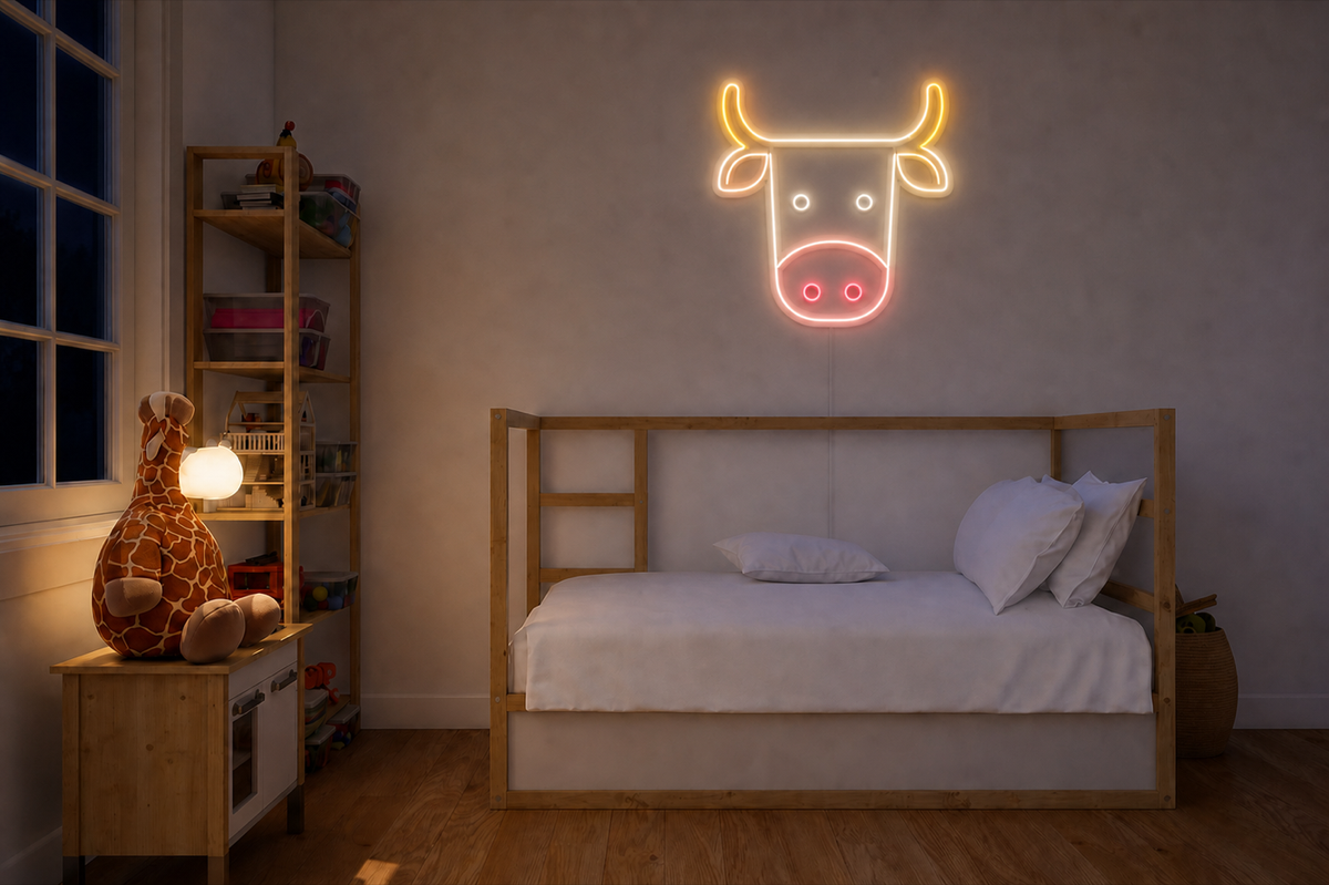 Néon Vache LED multicolore allumé