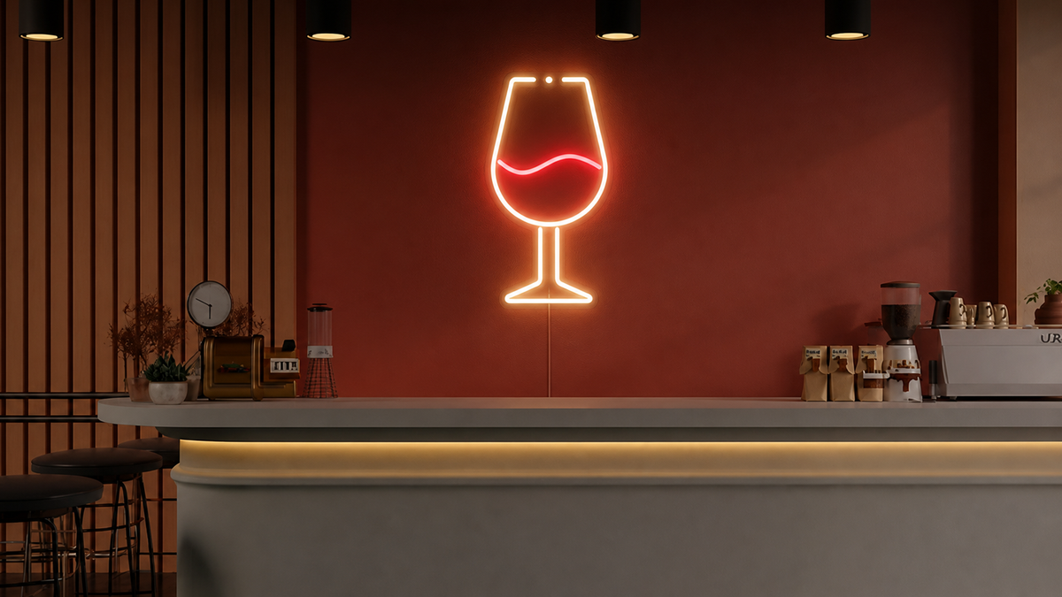 Néon Verre de vin allumé