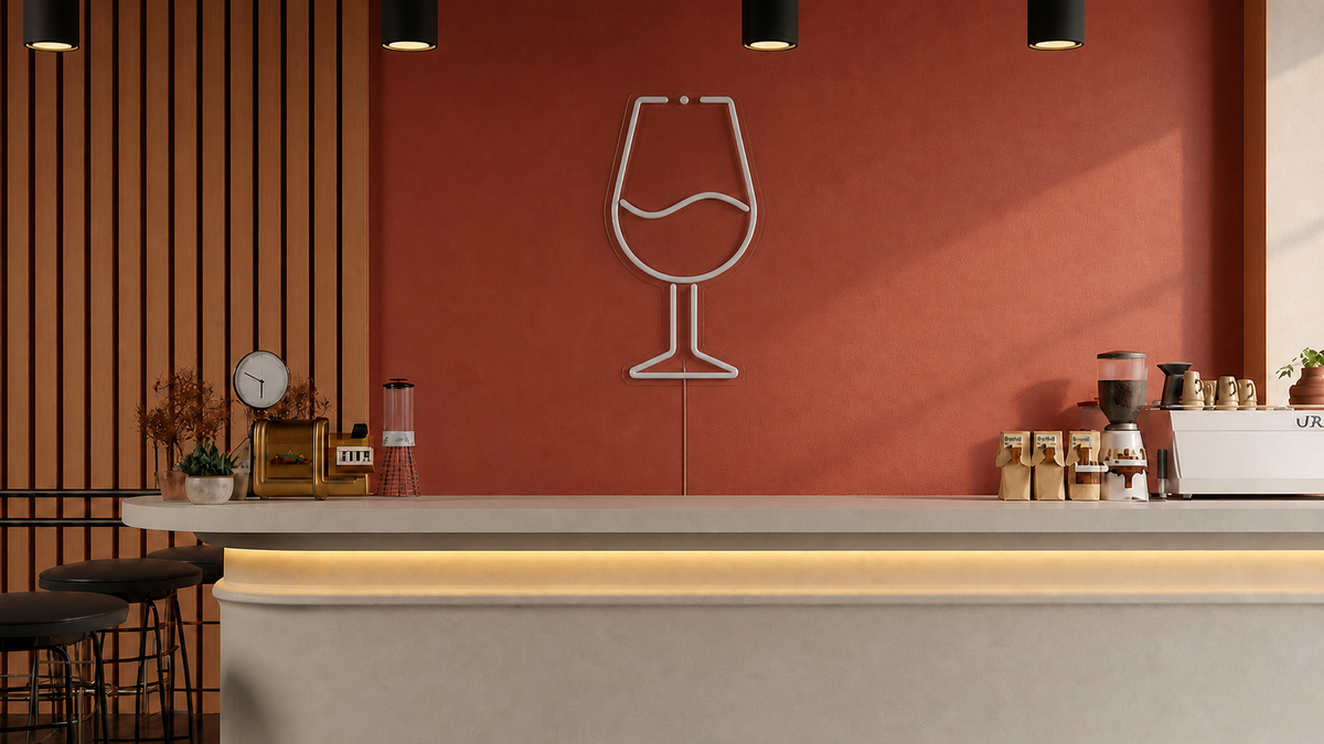 Néon Verre de vin éteint