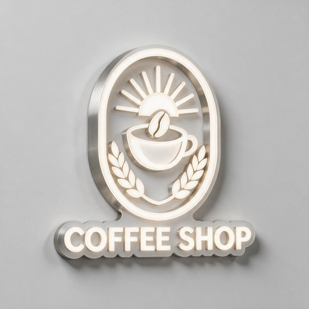 Enseigne logo lumineux Coffee Shop retro-diffusante