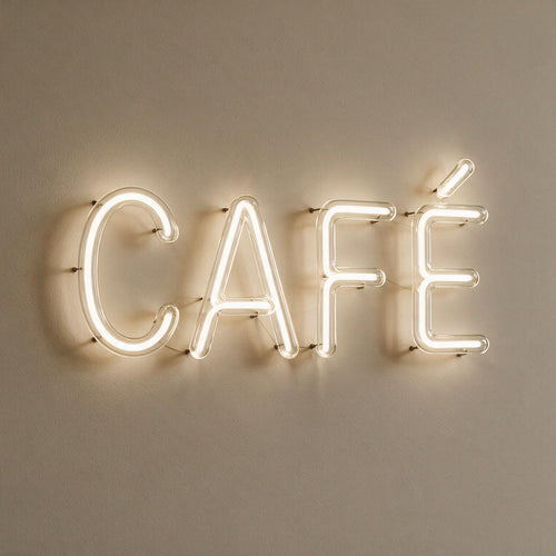 Enseigne lettres 3D lumineuses CAFÉ en tube néon blanc
